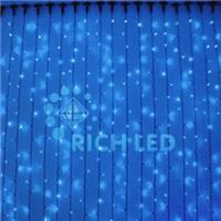Гирлянда-дождь (плей-лайт) светодиодная Rich Led 2*1.5 м, 300 LED. Черный провод. синий