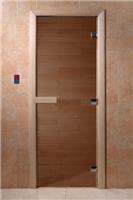 Дверь для сауны DoorWood (Дорвуд) 70x190 Основная серия Бронза, 6мм, 2 петли (коробка хвоя)