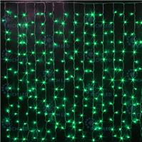Гирлянда-дождь (плей-лайт) светодиодная Rich Led 2*1.5 м, 300 LED. Прозрачный провод. зеленый