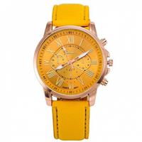 Часы наручные Geneva Platinum с кожаным ремнем (yellow) 51411