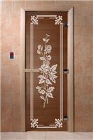 Дверь для сауны DoorWood (Дорвуд) 70x190 Основная серия Розы (бронза), 6мм, 2 петли (хвоя) правая