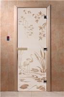 Дверь для сауны DoorWood (Дорвуд) 70x170 Основная серия Камышовый рай (сатин) правая