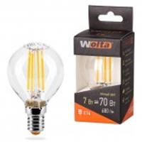 Лампа 7W Led Wolta Filament G45 E14 3000K 25Y45GLFT7E14, Китай, код 0510305109, штрихкод 426037548875