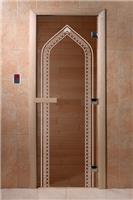 Дверь для сауны DoorWood (Дорвуд) 80x180 Основная серия Арка (бронза) левая