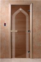 Дверь для сауны DoorWood (Дорвуд) 80x180 Основная серия Арка (бронза) правая