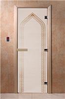 Дверь для сауны DoorWood (Дорвуд) 80x180 Основная серия Арка (сатин) правая