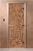 Дверь для сауны DoorWood (Дорвуд) 80x180 Основная серия Бамбук и бабочки (бронза матовое) левая