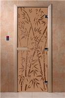 Дверь для сауны DoorWood (Дорвуд) 80x180 Основная серия Бамбук и бабочки (бронза матовое) правая