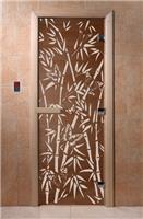 Дверь для сауны DoorWood (Дорвуд) 80x180 Основная серия Бамбук и бабочки (бронза) левая