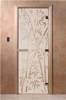 Дверь для сауны DoorWood (Дорвуд) 60x200 Основная серия Бамбук и бабочки (сатин) левая