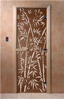 Дверь для сауны DoorWood (Дорвуд) 60x200 Основная серия Бамбук и бабочки (бронза) правая