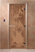 Дверь для сауны DoorWood (Дорвуд) 60x200 Основная серия Берёза (бронза матовое) правая