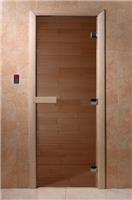 Дверь для сауны DoorWood (Дорвуд) 60x200 Основная серия Бронза, стекло 8мм,коробка ольха, 3 петли