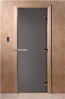 Дверь для сауны DoorWood (Дорвуд) 70x190 Основная серия Графит матовое, 6мм, 2 петли, хвоя