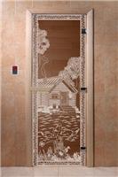 Дверь для сауны DoorWood (Дорвуд) 70x190 Основная серия Банька в лесу (графит матовое) левая