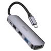 Хаб Type-C - USB Hoco HB27 HDTV+USB3.0+USB2.0*2+PD (metal gray) 213892