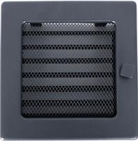 Каминная вентиляционная решетка Lit-kom 17х17 см, с задвижкой, цвет темно-серый