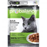Корм ProBalance влажный для кошек 85г Sensitive чувств.пищеварение, РОССИЯ, код 30605170042, штрихкод 464001198081, артикул ВЭЛ012