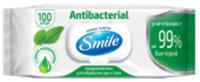 Влажные салфетки SMILE W Antibacterial 100 шт с подорожником, РОССИЯ, код 50101150012, штрихкод 462000573738, артикул 14410151