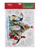 Новогоднее оконное украшение Веселые пингвины из ПВХ пленки, 30х38см арт.88369, КИТАЙ, код 75008020548, штрихкод 466011514510, артикул 88369