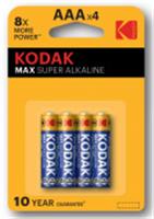 Батарейки Kodak LR03-4BL MAX SUPER Alkaline [K3A-4] (40/200/32000), КИТАЙ, код 0730406045, штрихкод 088793095281, артикул Б0005124