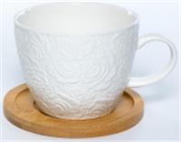 Набор чайный (2) кружка 450мл с бамбуковой подставкой 193-48028 Роза, цветная уп., Китай, код 40201010428, штрихкод 466008755379