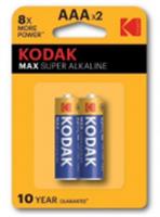 Батарейки Kodak LR03-2BL MAX SUPER Alkaline [K3A-2] (20/100/19800), КИТАЙ, код 0730406044, штрихкод 088793095287, артикул Б0005132