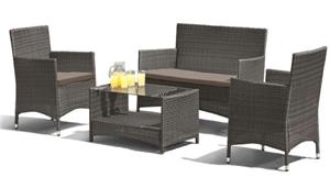 Комплект мебели с диваном Афина иск. ротанг 2+1+1, AFM-2025G Grey