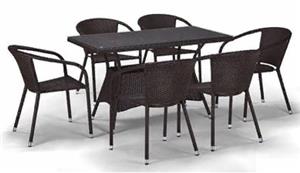 Комплект обеденной мебели Афина искусственный ротанг 6+1, T198D/Y137C-W53 Brown 6Pcs
