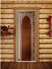 Дверь для сауны DoorWood (Дорвуд) 70x180 Престиж (с рисунком) Восточная арка левая (бронза)