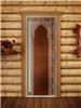 Дверь для сауны DoorWood (Дорвуд) 80x190 Престиж (с рисунком) Восточная арка левая (бронза)