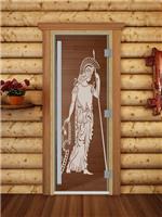 Дверь для сауны DoorWood (Дорвуд) 60x180 Престиж (с рисунком) Рим левая (бронза)