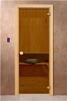 Дверь для сауны DoorWood (Дорвуд) 70x190 Классика Бронза круглая ручка с защёлкой (хвоя)
