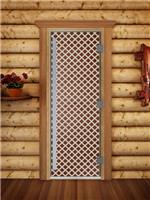 Дверь для сауны DoorWood (Дорвуд) 60x190 Престиж (с рисунком) Мираж правая (бронза)