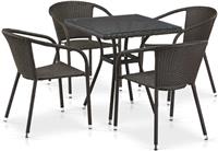 Комплект обеденной мебели Афина 4+1, T282BNT/Y137C-W53 Brown 4Pcs, иск. ротанг