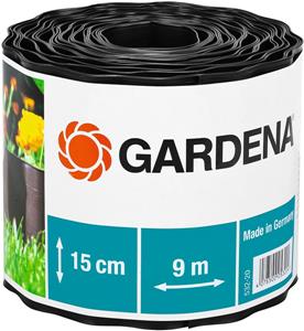 Бордюр для клумбы черный Gardena, высота 15 см, длина 9 м