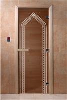 Дверь для сауны DoorWood (Дорвуд) 70x190 Основная серия Арка (бронза) 6мм, хвоя правая