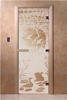 Дверь для сауны DoorWood (Дорвуд) 70x190 Основная серия Лебединое озеро (сатин) правая