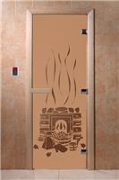 Дверь для сауны DoorWood (Дорвуд) 80x200 Основная серия Банька (бронза матовое) правая