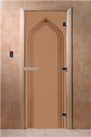Дверь для сауны DoorWood (Дорвуд) 80x200 Основная серия Арка (бронза матовое) правая