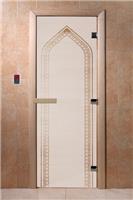 Дверь для сауны DoorWood (Дорвуд) 80x200 Основная серия Арка (сатин) правая