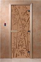 Дверь для сауны DoorWood (Дорвуд) 80x200 Основная серия Бамбук и бабочки (бронза матовое) правая