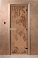 Дверь для сауны DoorWood (Дорвуд) 80x200 Основная серия Березка (бронза матовое) правая