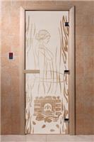 Дверь для сауны DoorWood (Дорвуд) 80x200 Основная серия Волшебный пар (сатин) правая