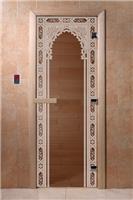 Дверь для сауны DoorWood (Дорвуд) 80x200 Основная серия Восточная арка (бронза) правая
