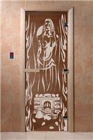 Дверь для сауны DoorWood (Дорвуд) 80x200 Основная серия Горячий пар (бронза) правая