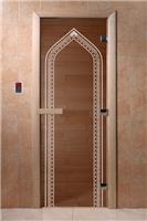 Дверь для сауны DoorWood (Дорвуд) 70x170 Основная серия Арка (бронза) правая