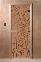 Дверь для сауны DoorWood (Дорвуд) 70x170 Основная серия Бамбук и бабочки (бронза матовая) правая