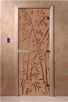 Дверь для сауны DoorWood (Дорвуд) 60x180 Основная серия Бамбук и бабочки (бронза матовое) правая