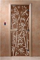 Дверь для сауны DoorWood (Дорвуд) 60x190 Основная серия Бамбук и бабочки (бронза) правая